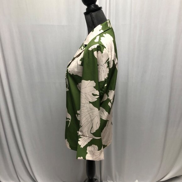 J Nna Briar Floral Blazer Womens Size Medium Green Cream Lightweight Jacket NEW - Picture 3 of 8